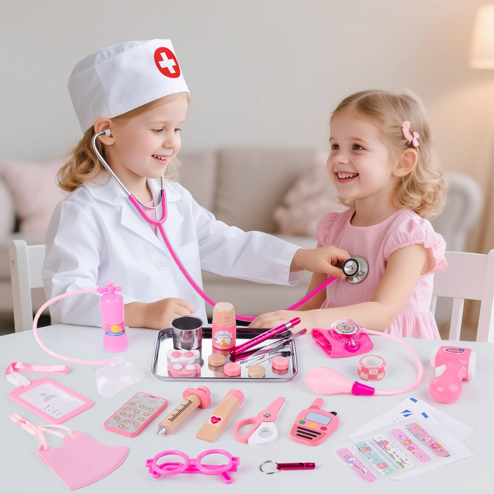 Sundaymot Doctor Kit wooden syringe set adds safe, tactile play elements.