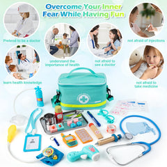 Sundaymot Doctor Kit wooden syringe invites careful, pretend treatment and fine motor practice.