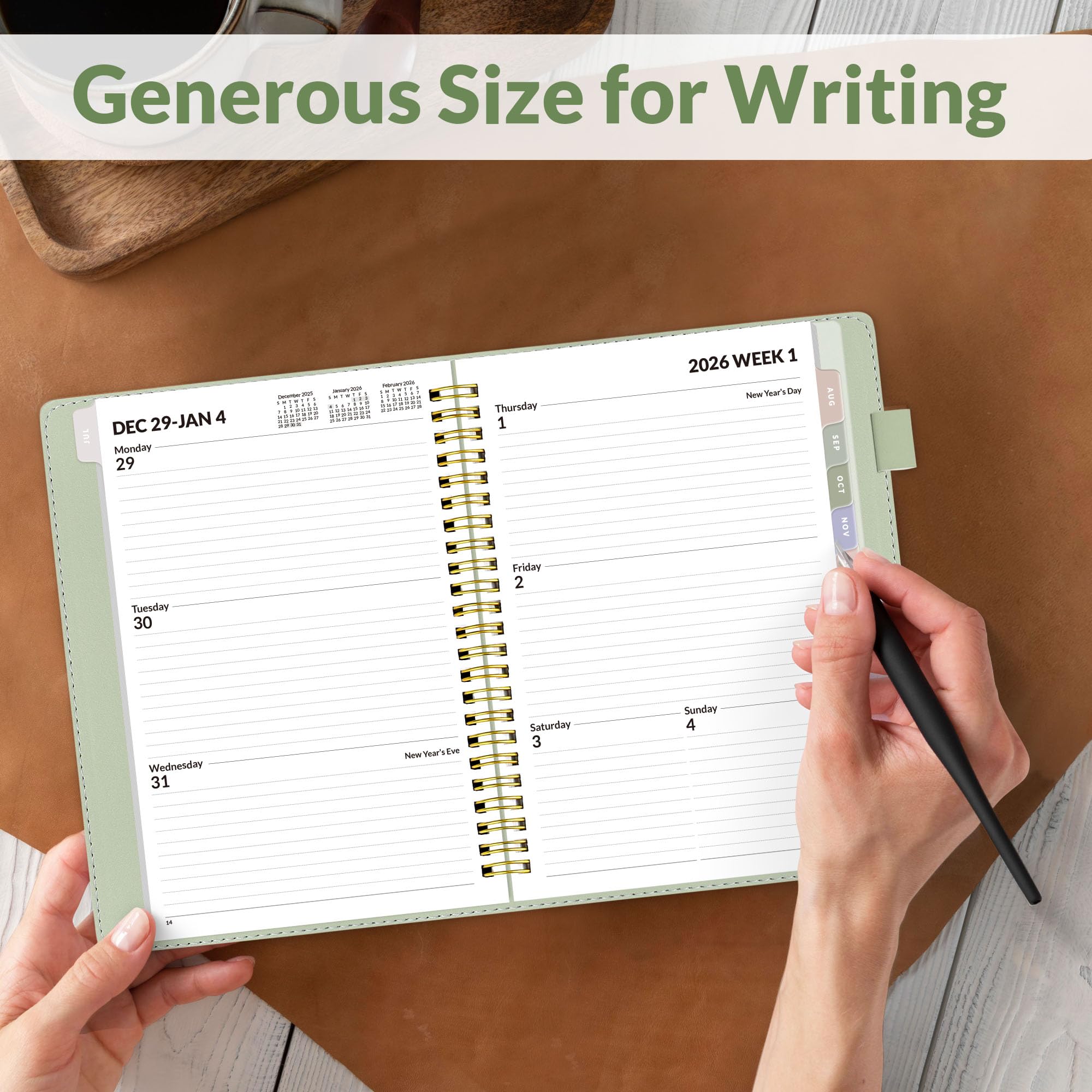 SUNEE lay-flat design supports easy writing anywhere.