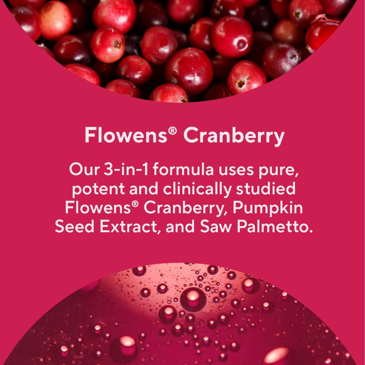 Cranberry Flowens visual highlight for occasional urinary control.