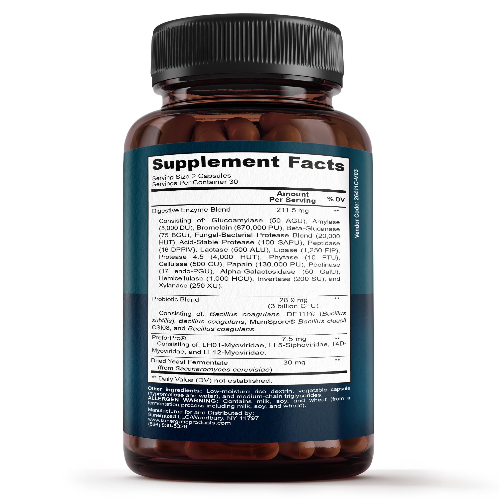 Sunergetic bottle side view showcasing clean label design