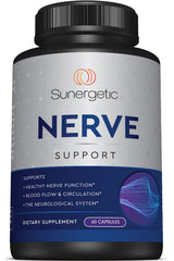 Sunergetic Premium Nerve Support bottle on display promoting daily circulation support