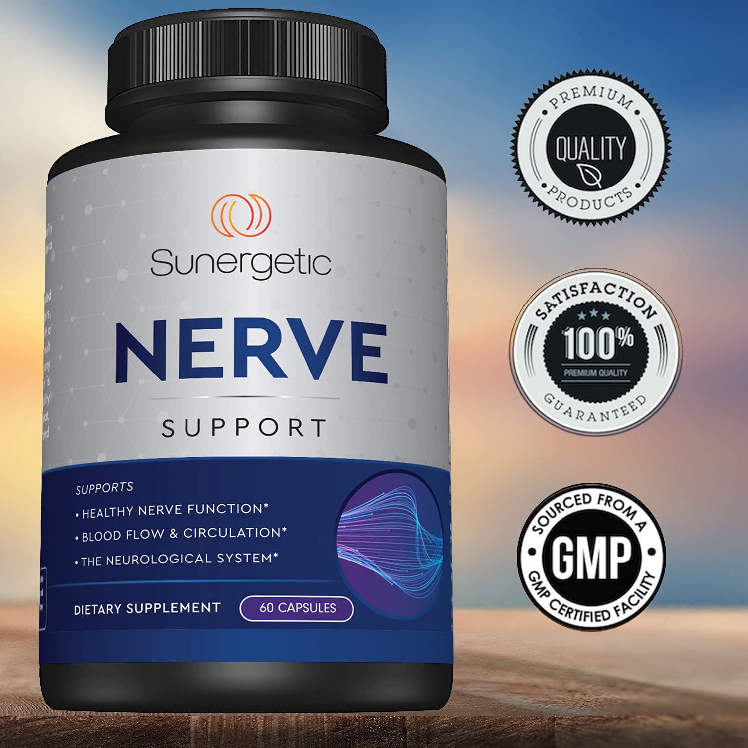 Sunergetic Premium Nerve Support packaging box