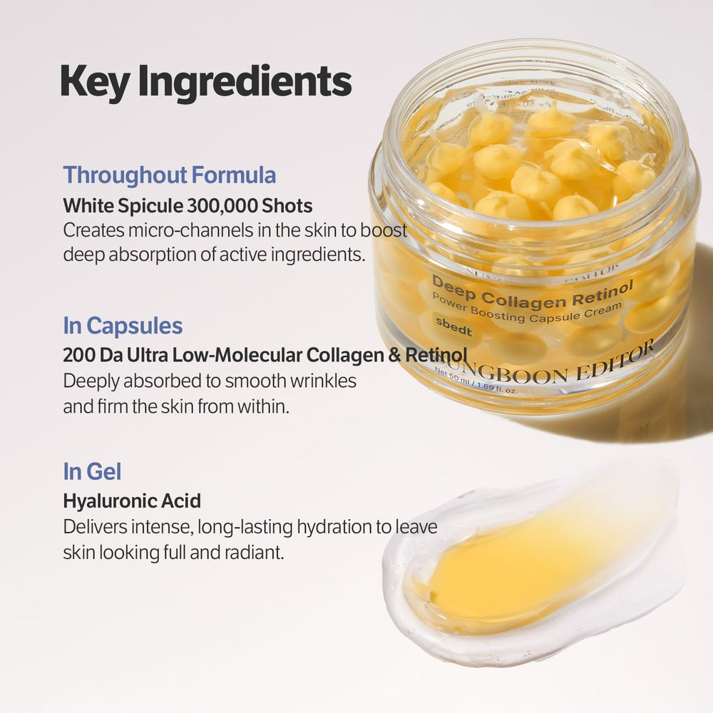 Sungboon Editor Deep Collagen Retinol Cream gel texture swatch with moisture cues