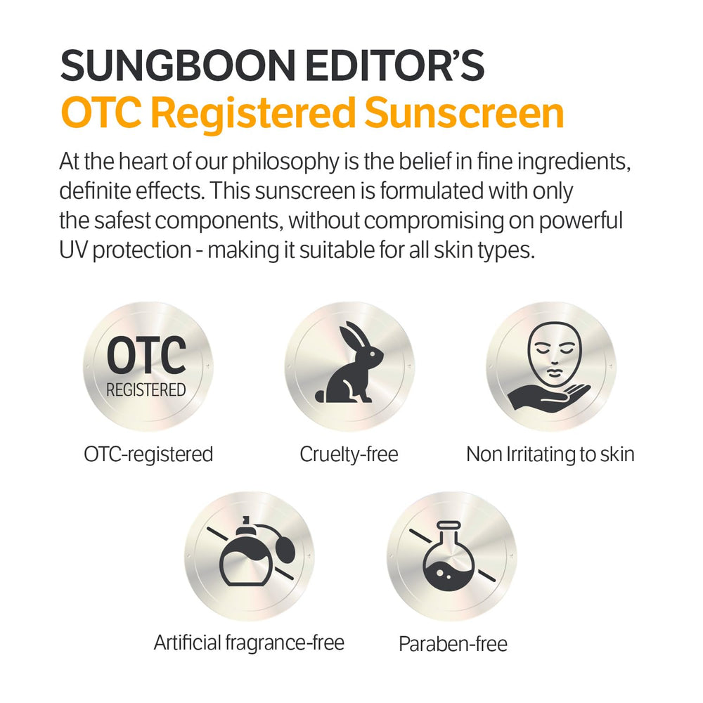 SUNGBOON EDITOR weightless protection for daily use with smooth texture.