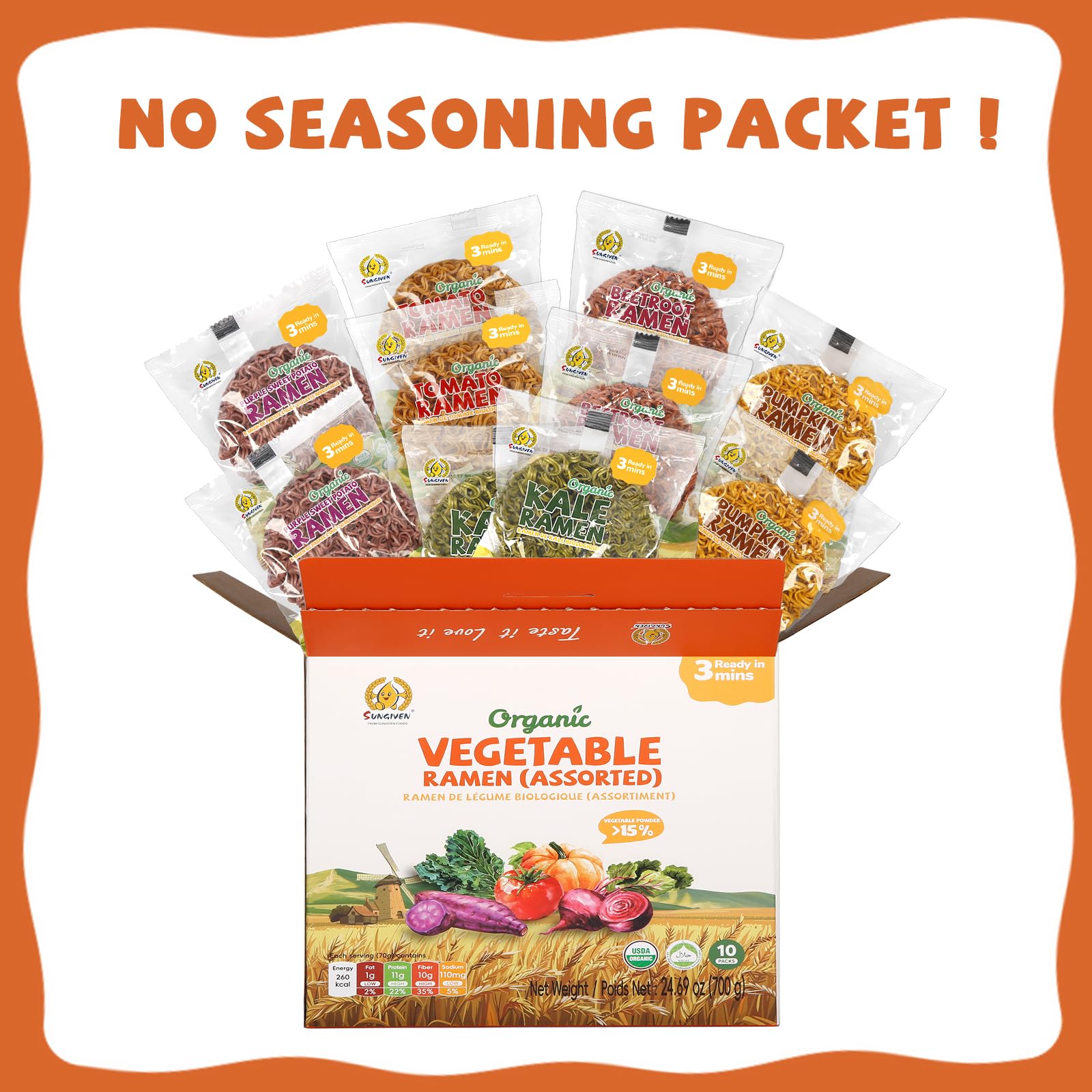 SUNGIVEN ramen noodles without seasoning packet enable versatile kitchen use.