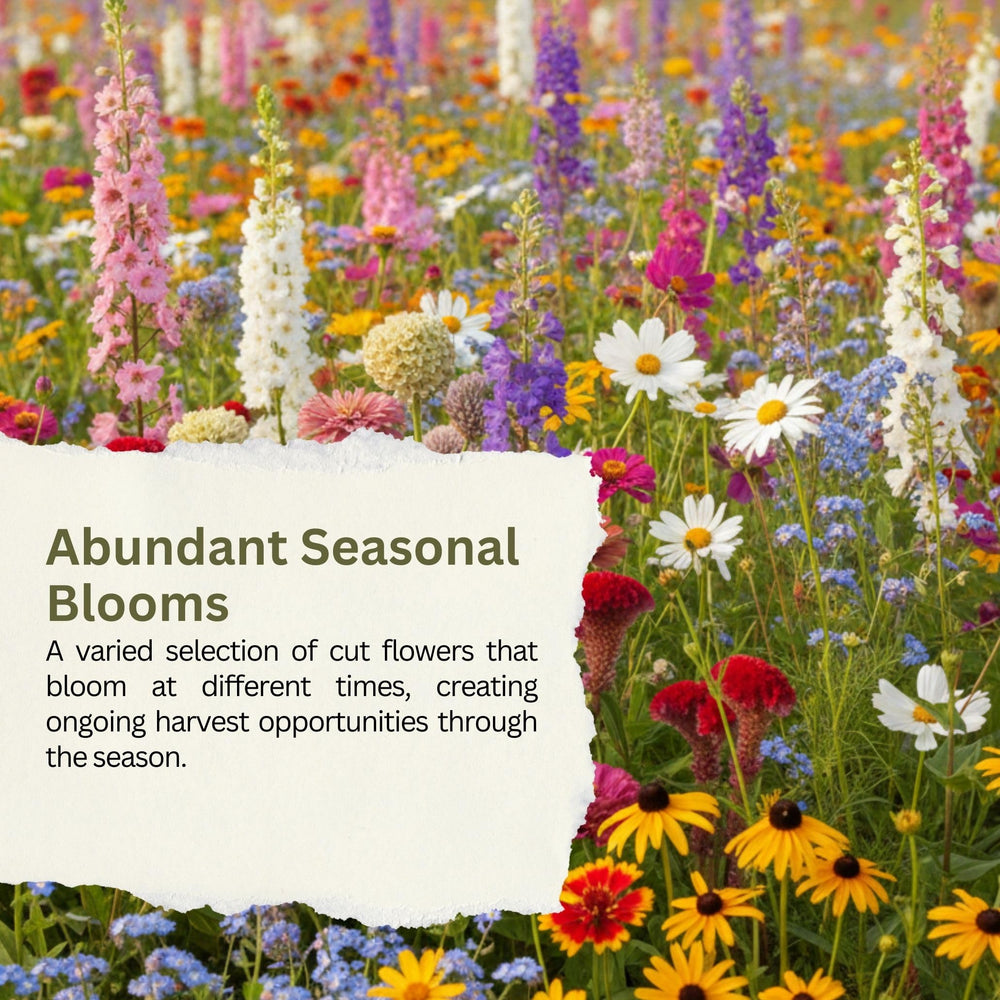 SunHaven Seeds cottage-border ideas with colorful cut flowers