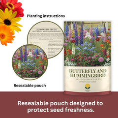 Close-up of vibrant nectar-rich blooms from SunHaven Seeds wildflower mix.