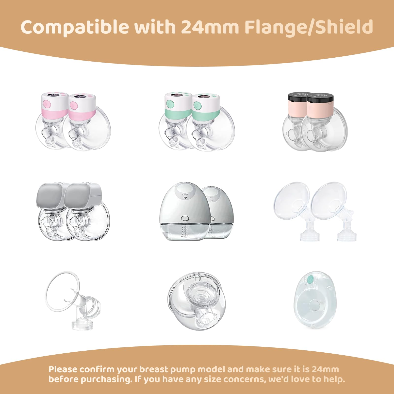 Suniceme BPA-free silicone flange inserts promote a safe, flexible fit during pumping.