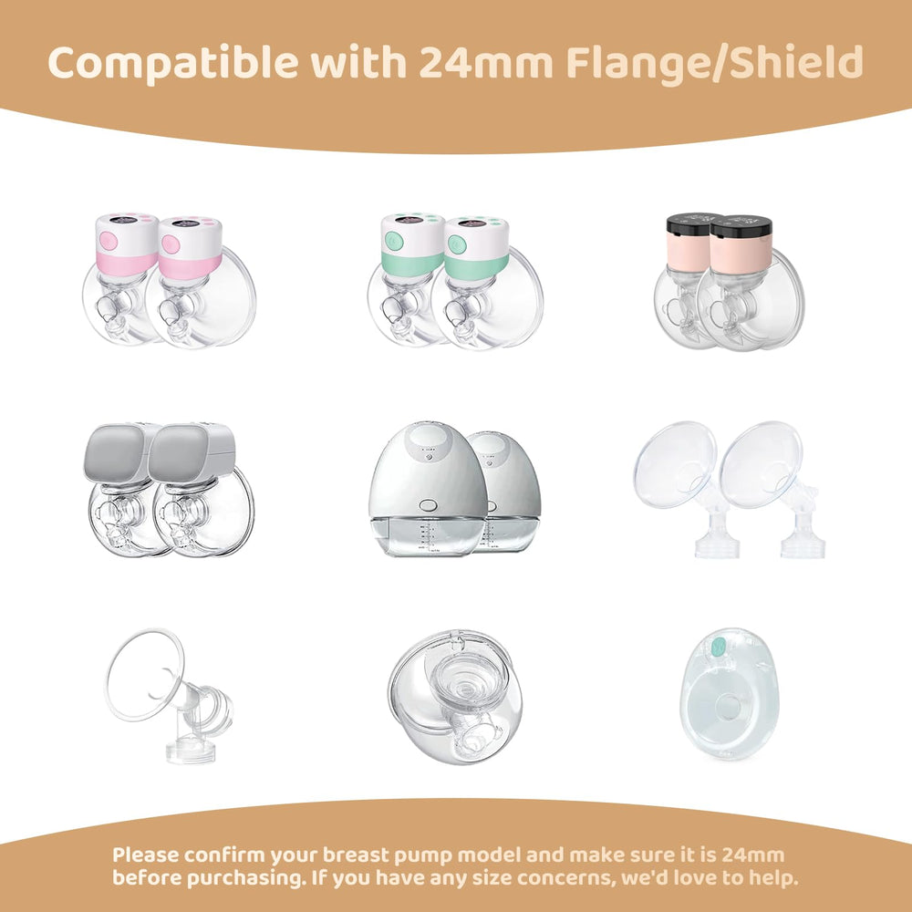 Suniceme BPA-free silicone flange inserts promote a safe, flexible fit during pumping.