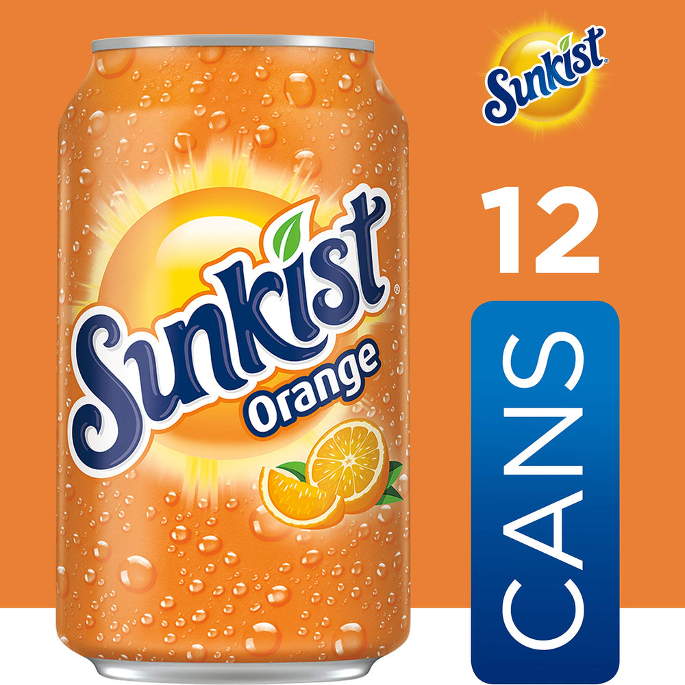 Close-up of Sunkist label highlighting bold orange flavor