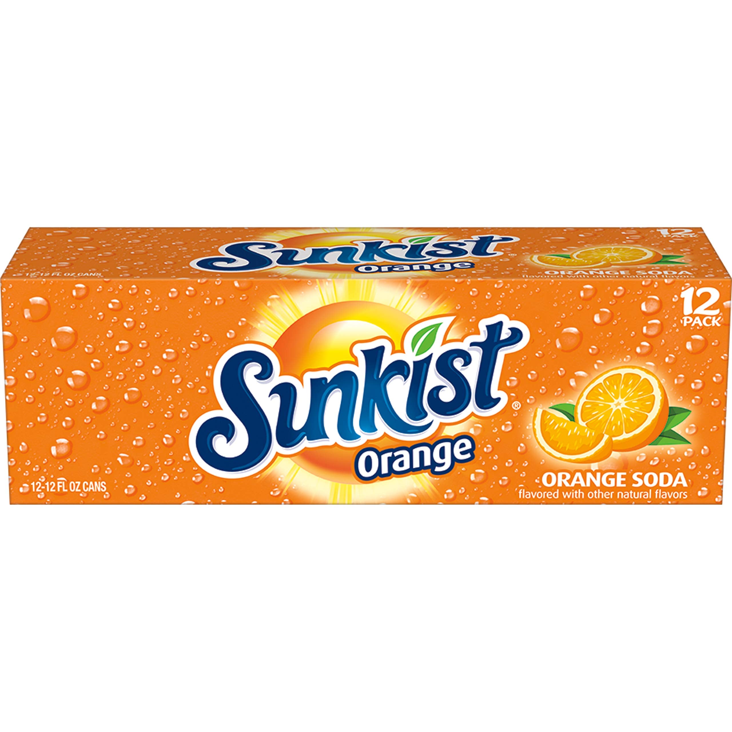 12-pack display of Sunkist Orange Soda for family gatherings