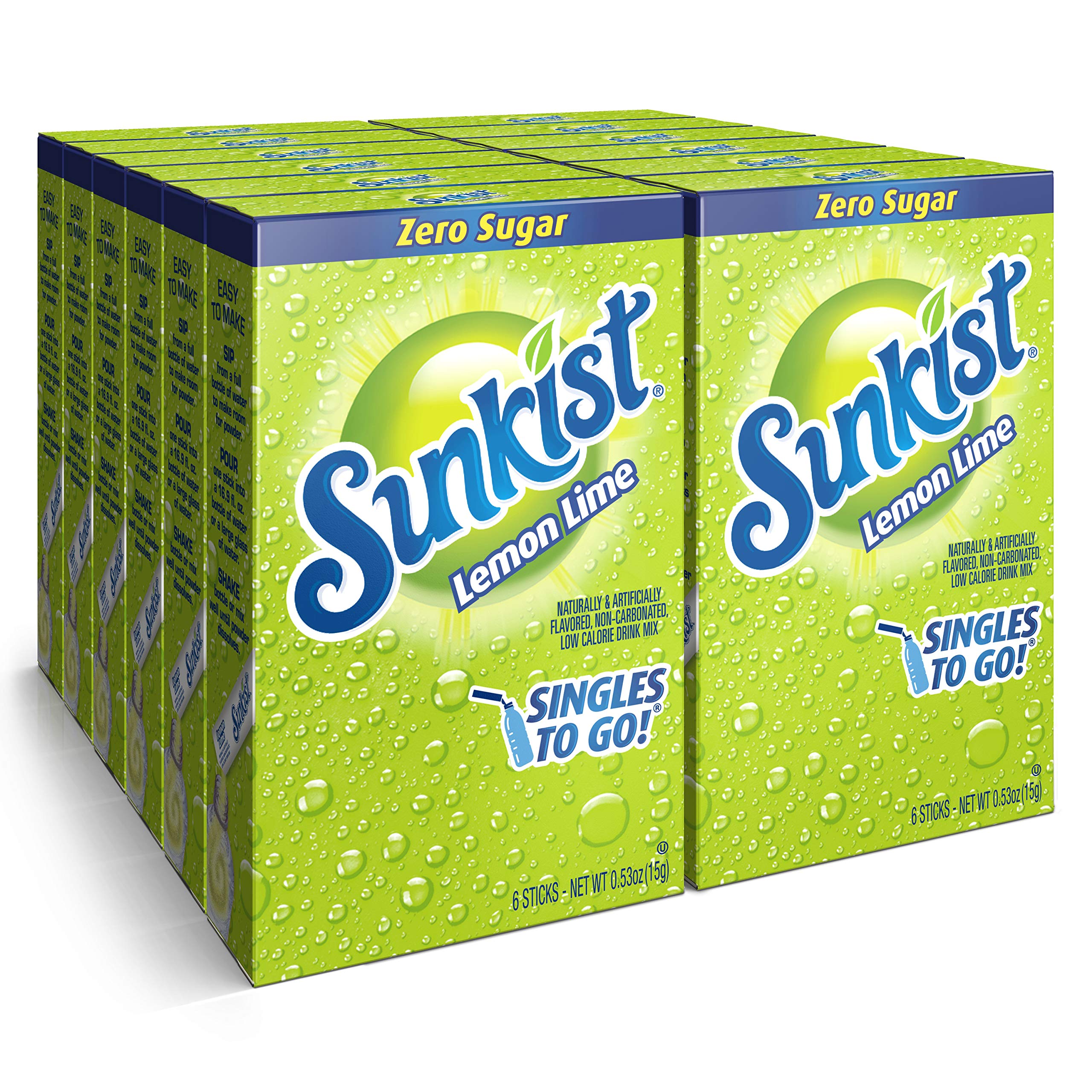 Sunkist Singles To Go lemon-lime packets for on-the-go flavor without sugar