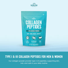 SunLab Essentials collagen powder dissolving in water demonstrates quick mixing and neutral flavor.