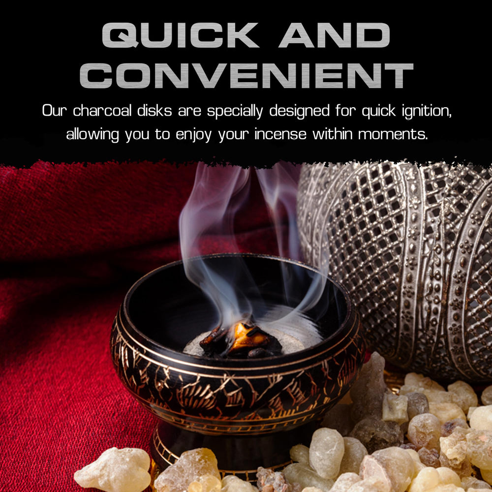 Sunlight Charcoal 100-count pack supports ongoing incense rituals.
