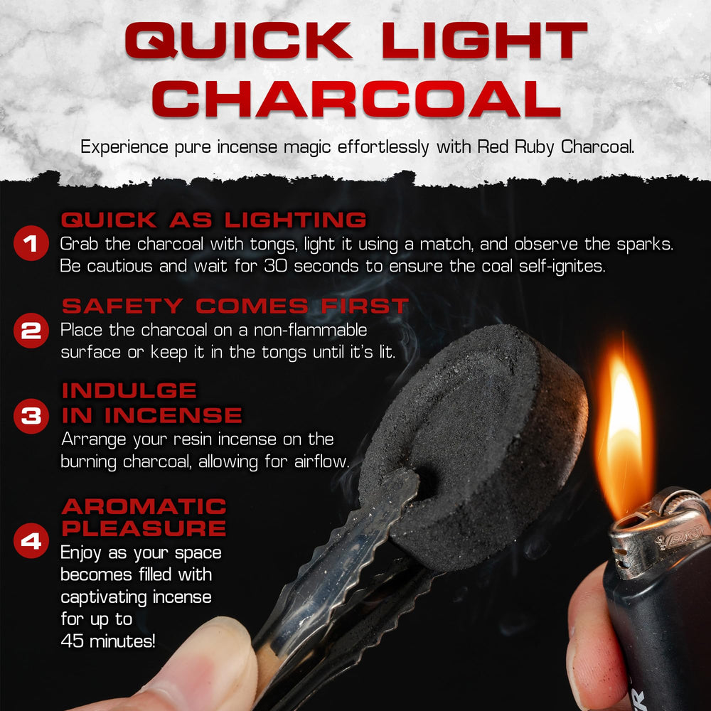 Sunlight Charcoal 33 mm coal disks provide reliable warmth for rituals.