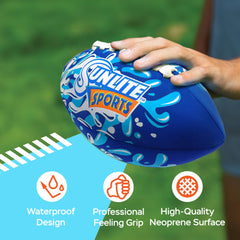 Sunlite Sports waterproof football at the beach ready for sunny active play