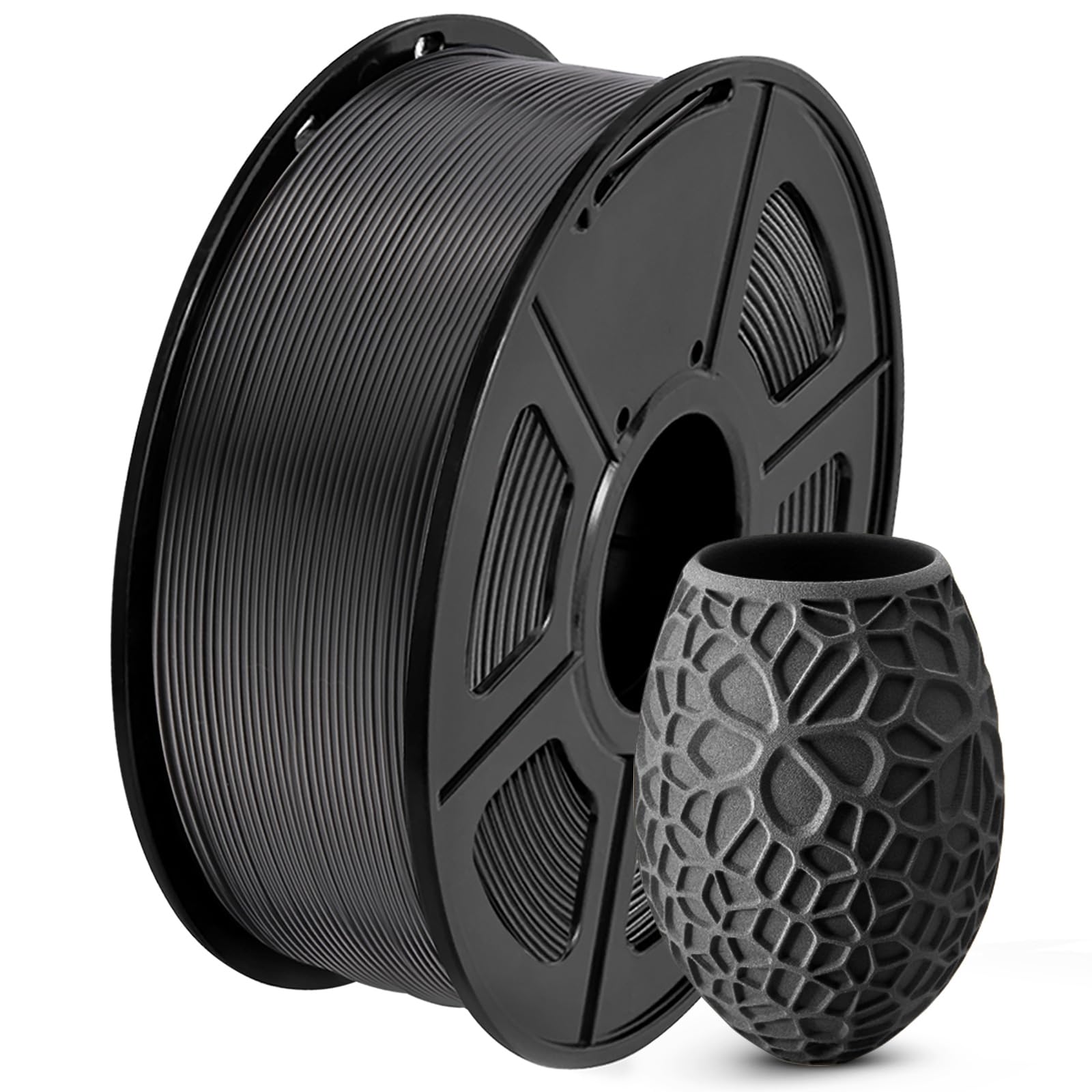 SUNLU PLA filament 1.75mm neatly wound on black 1kg spool for smooth printing.