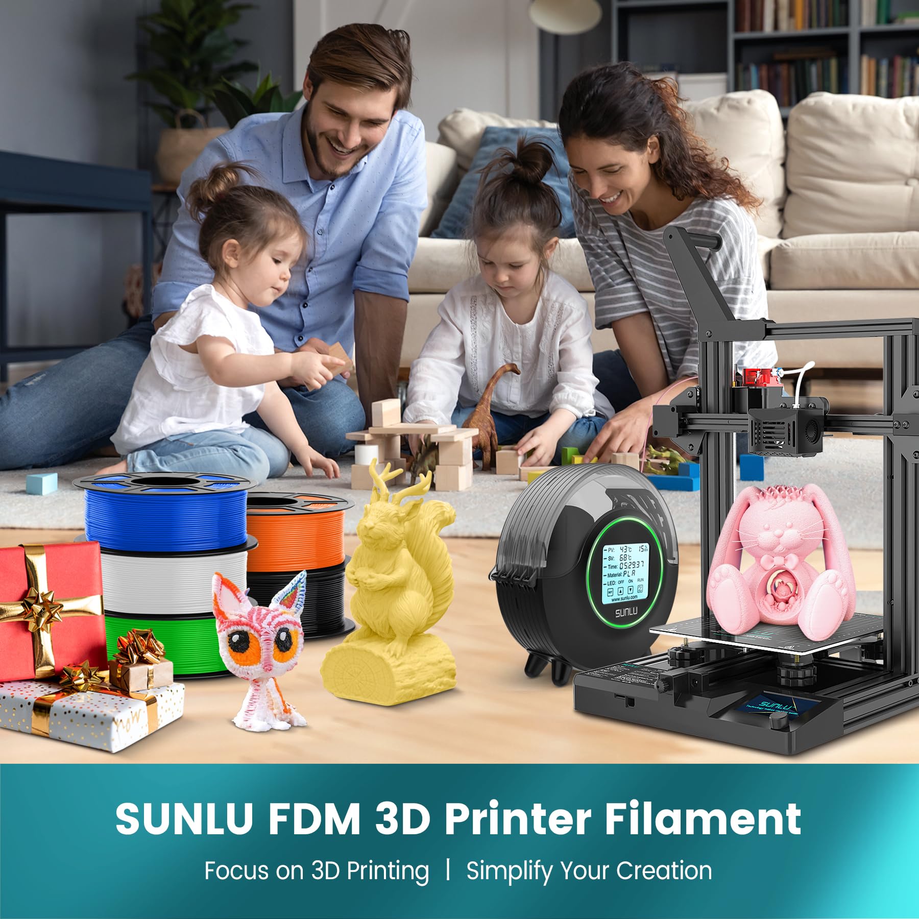 SUNLU PLA filament setup designed for beginner-friendly printing.