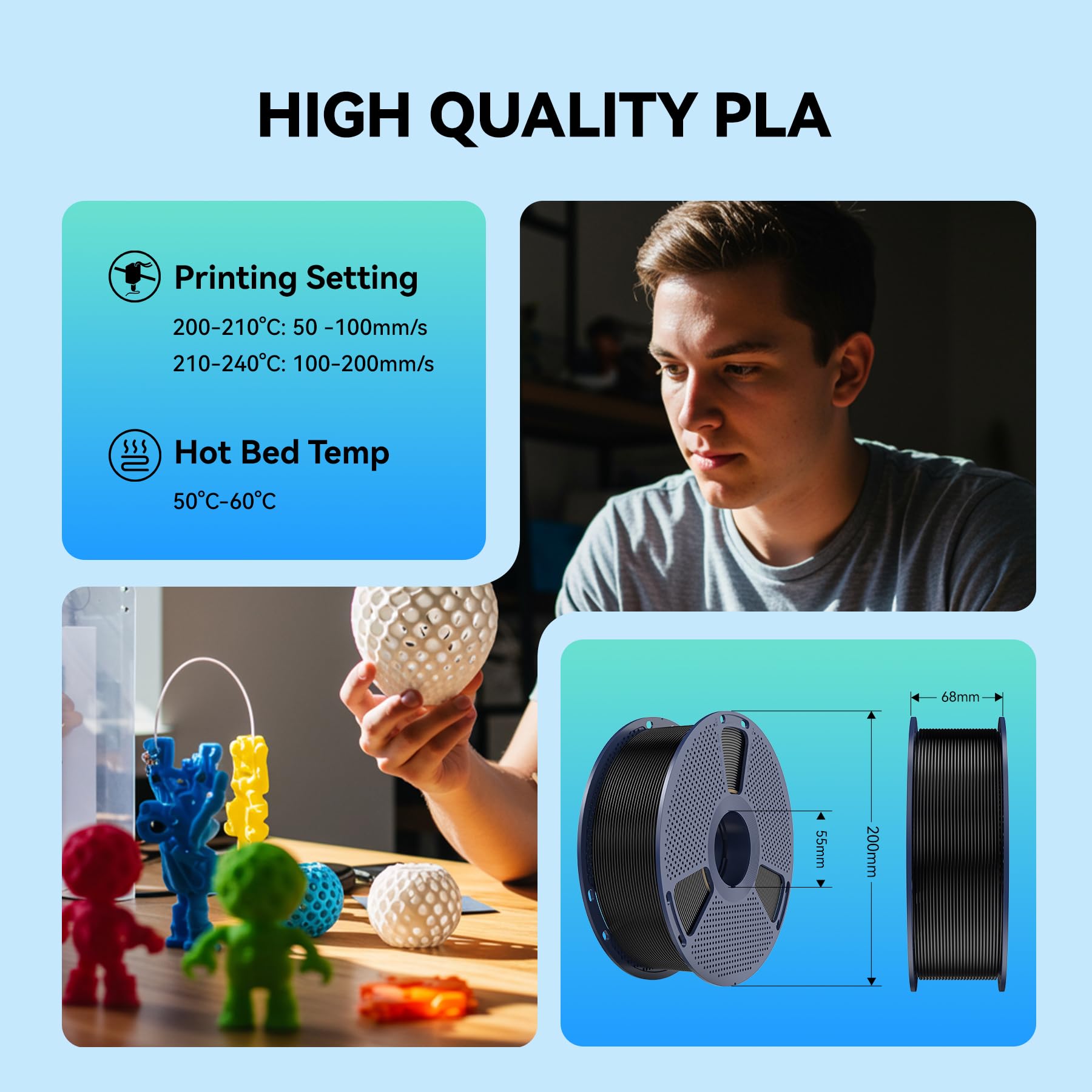 SUNLU PLA filament easy to use, great for beginners