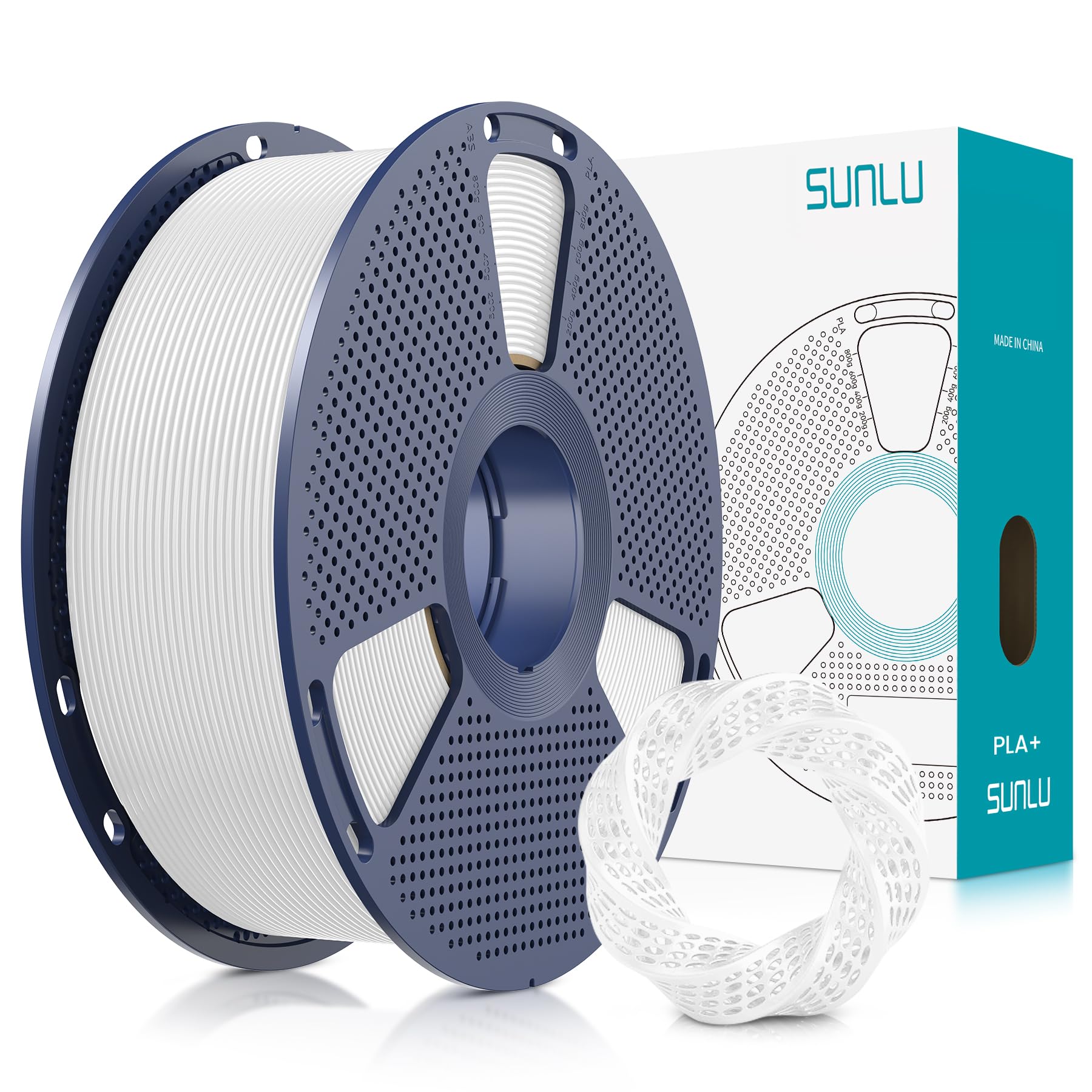SUNLU PLA Plus 1.75mm neat spool wound for smooth printing and easy feeding.