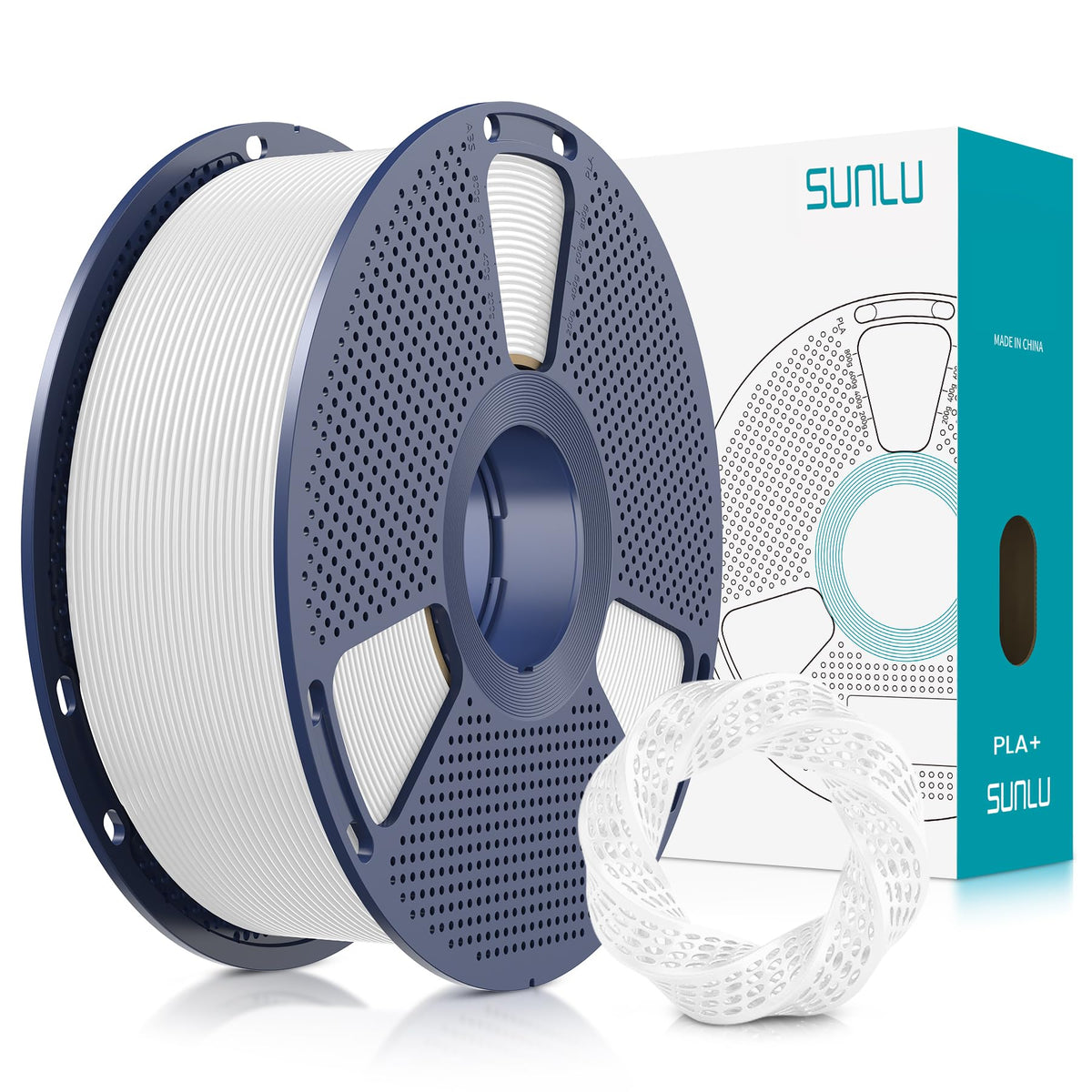 SUNLU PLA Plus 1.75mm neat spool wound for smooth printing and easy feeding.