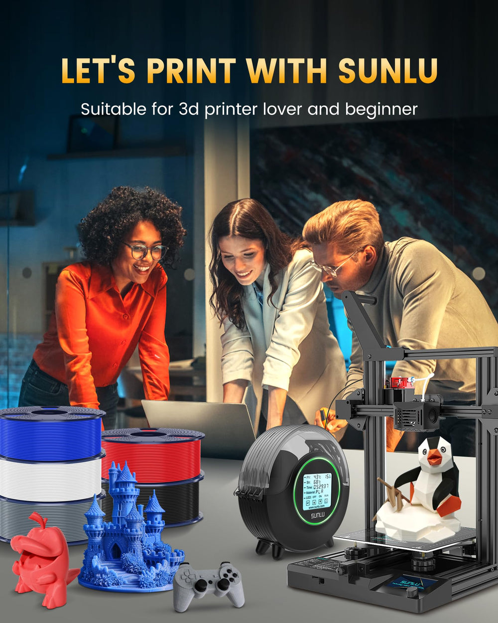 Sunlu PLA+ 2.0 pink filament suited for decorative and functional prototypes.