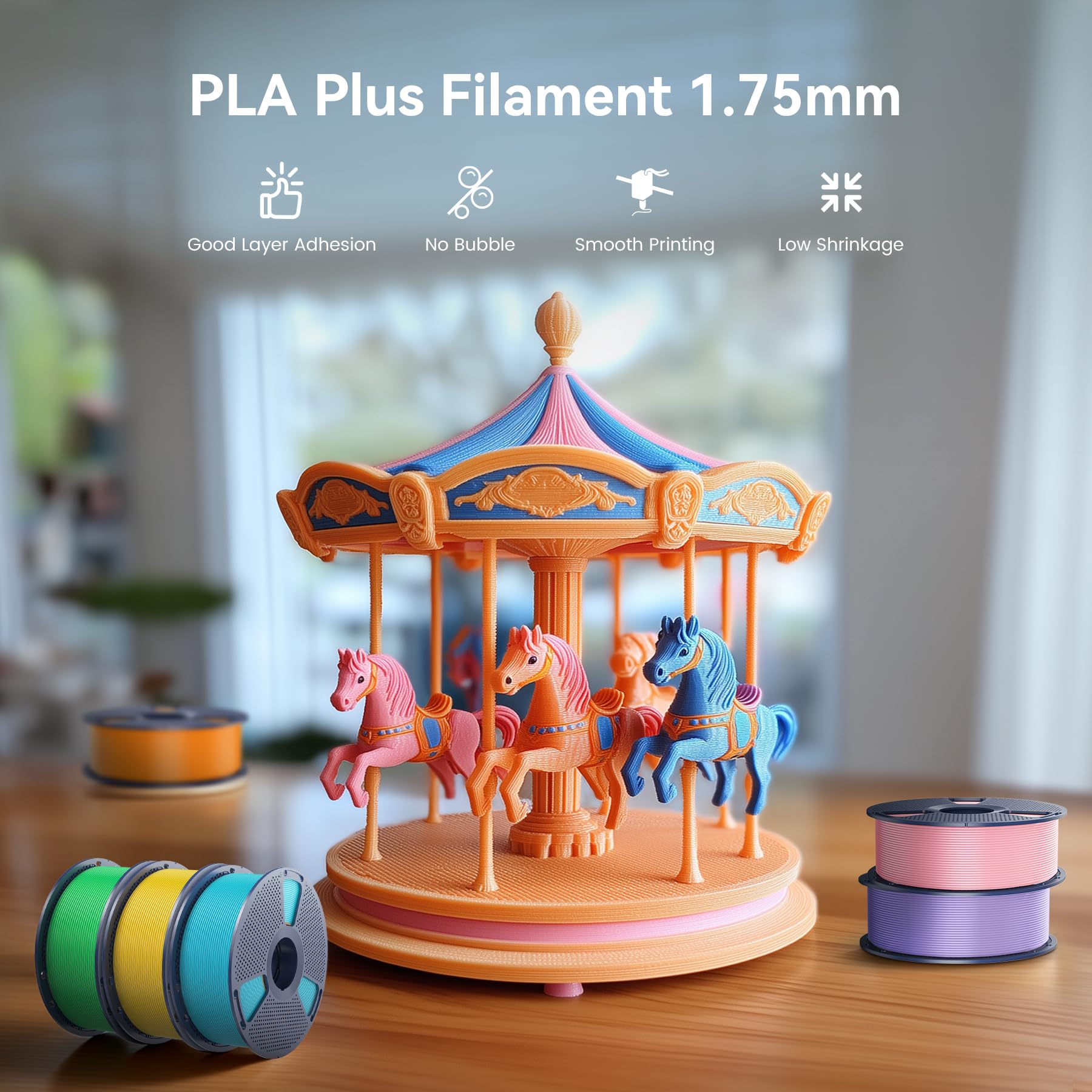 SUNLU PLA Plus spool diameter eight inches shown for easy printer mounting.