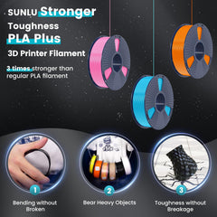 SUNLU PLA Plus spool width 2.5 inches keeps filament stable during prints.