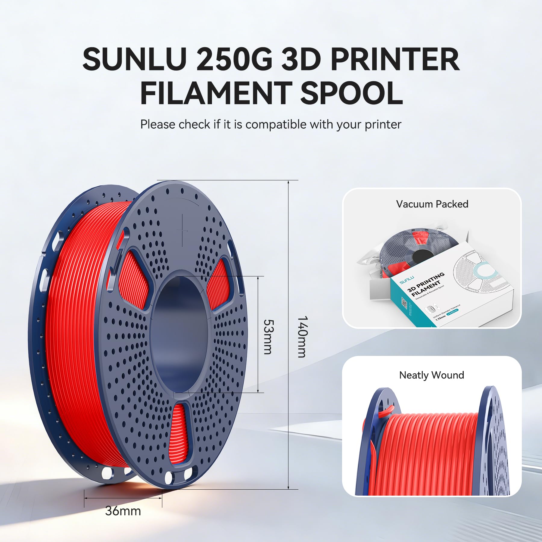 SUNLU PLA filament Bone White spool for clean, detailed parts