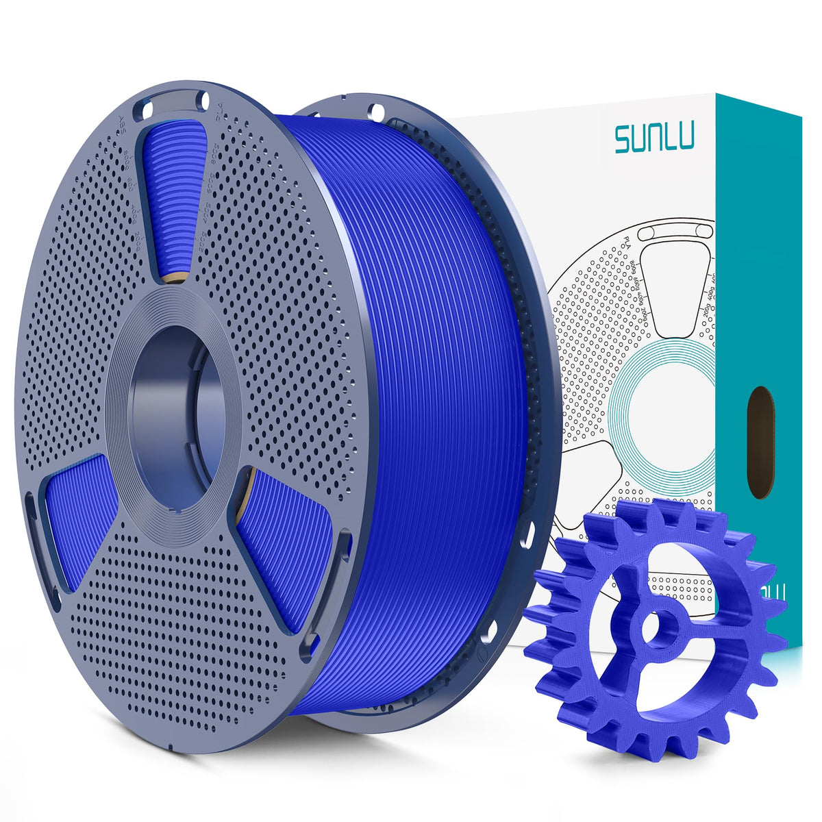 SUNLU PLA+2.0 Klein Blue filament on a neatly wound spool for smooth, tangle-free prints.