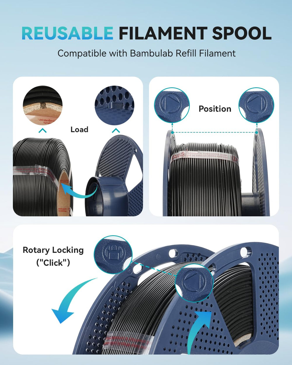 SUNLU removable-core spool simplifies quick refills during long projects.