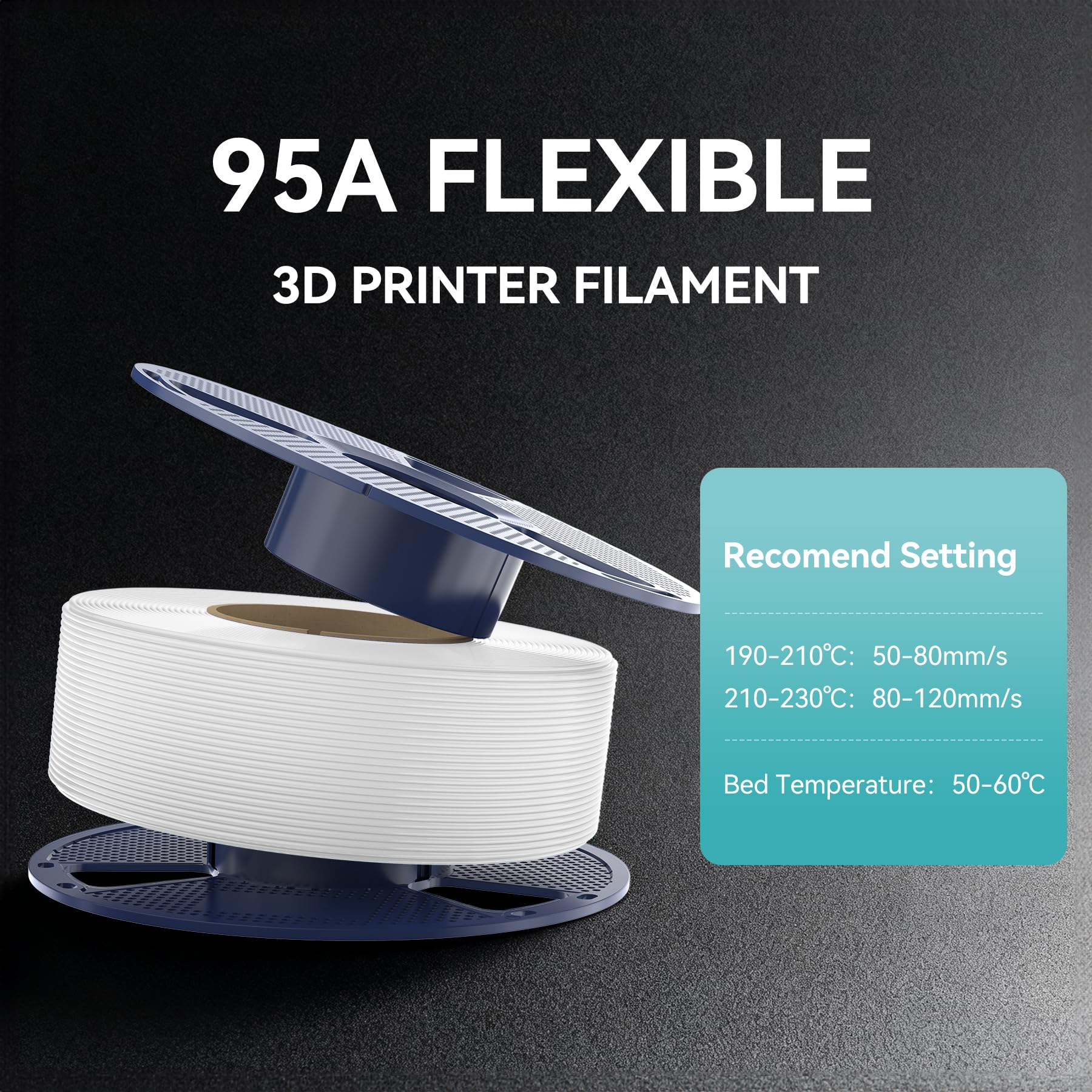 SUNLU TPU printing settings chart guides nozzle/bed/speed for best results.