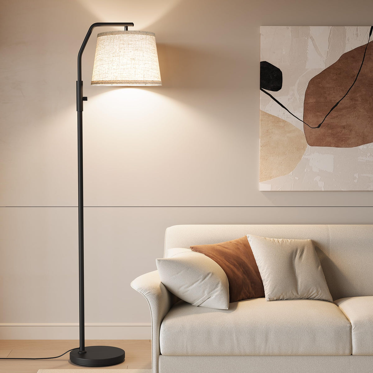 SUNMORY Arc Floor Lamp with adjustable head for precise living room lighting.