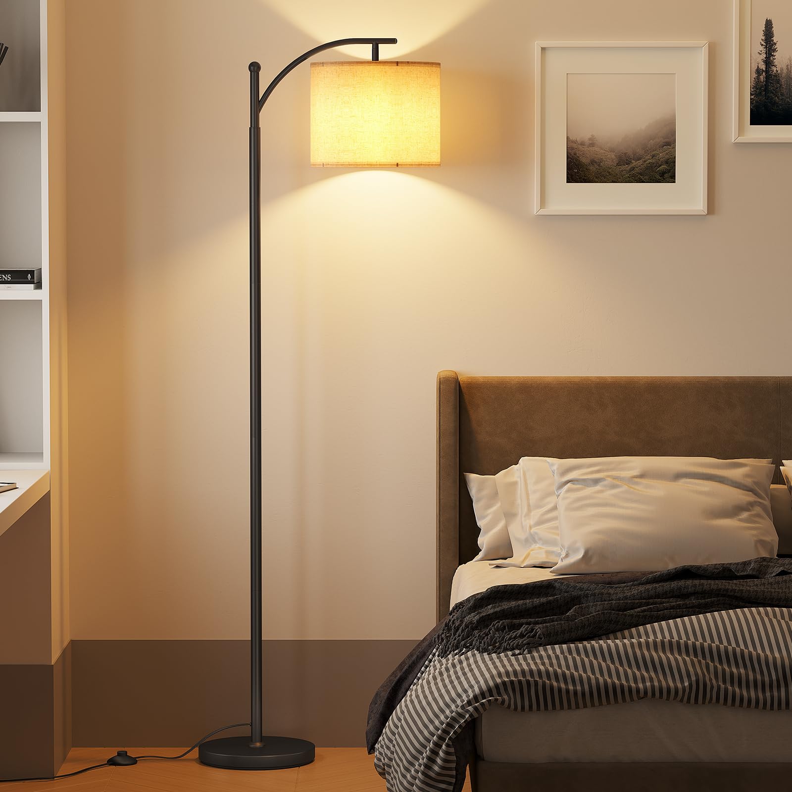SUNMORY arc floor lamp foot switch offers hands-free control.