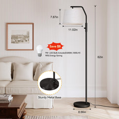 SUNMORY Arc Floor Lamp front view showing sleek black design.