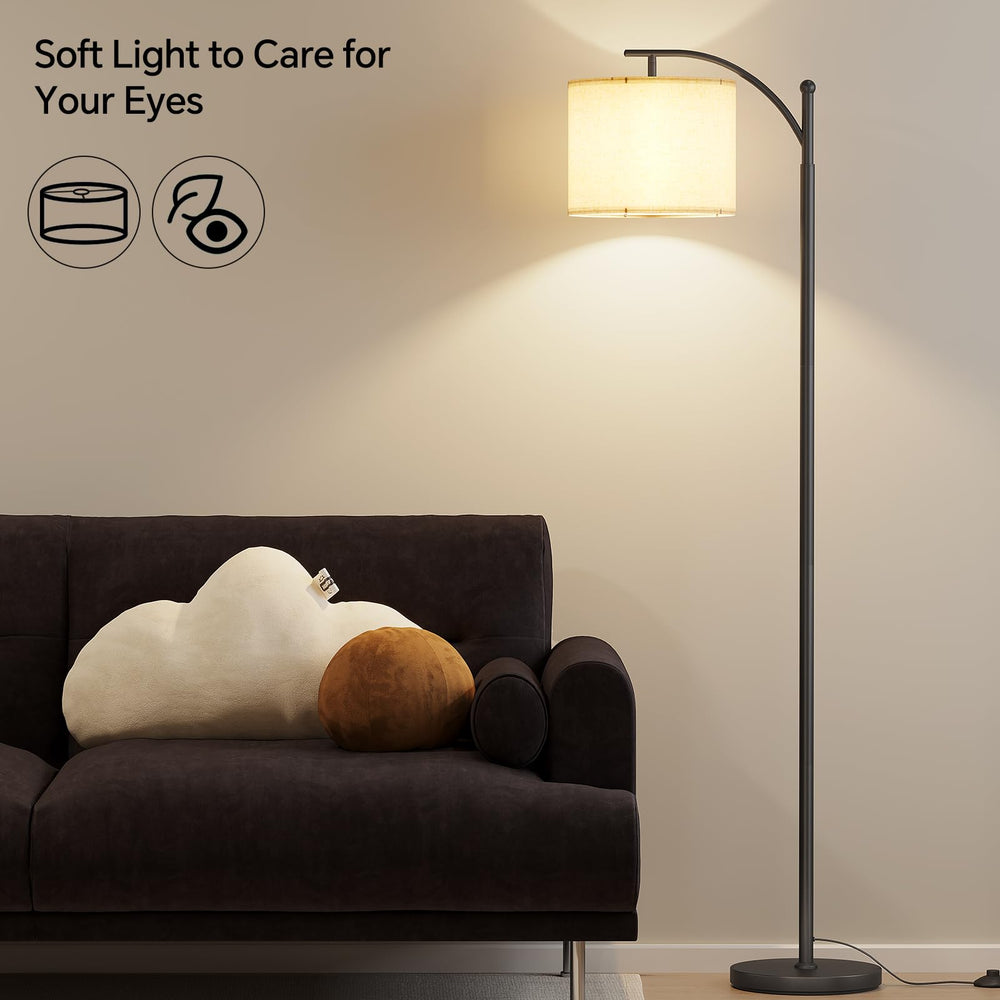 SUNMORY arc floor lamp's heavy base resists tipping for safe use.