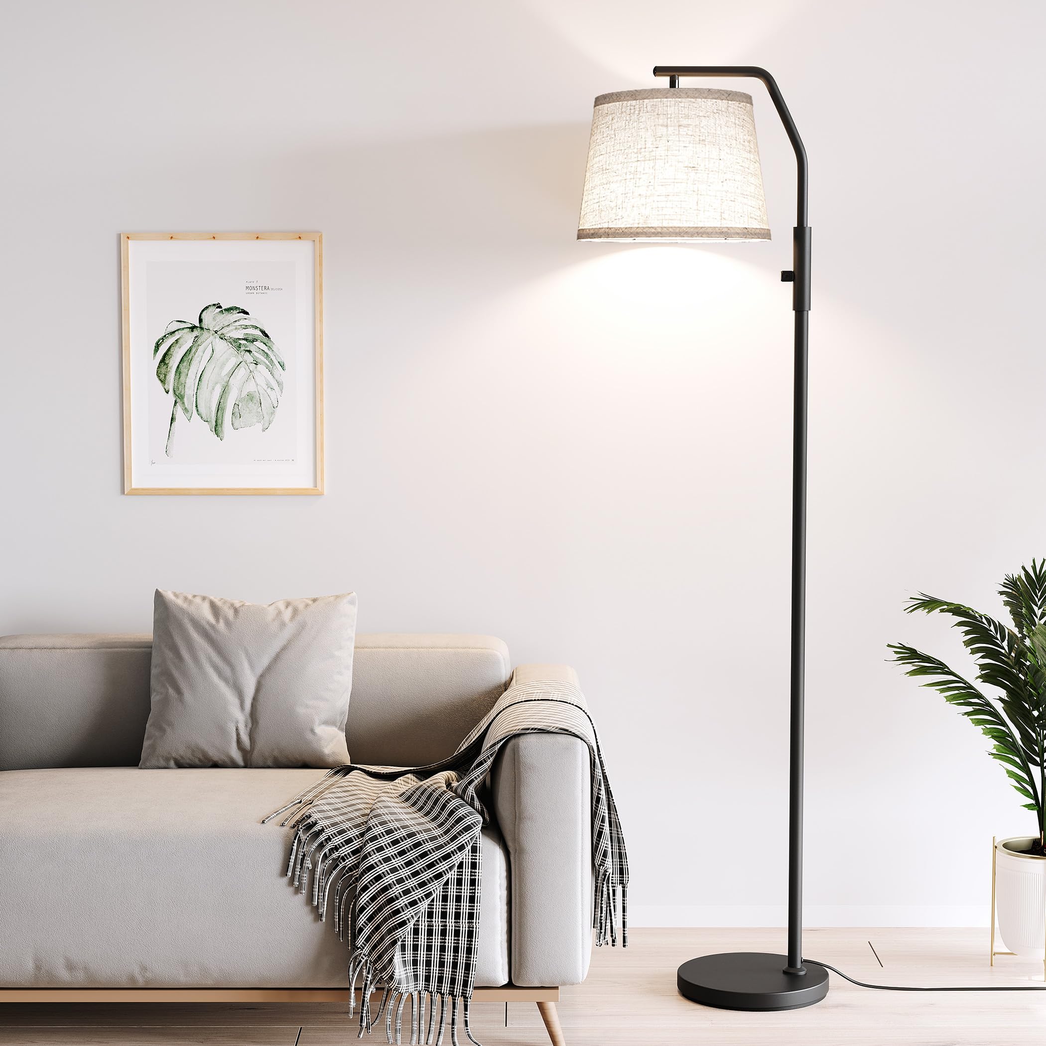 SUNMORY Arc Floor Lamp sturdy metal base for stability in busy spaces.
