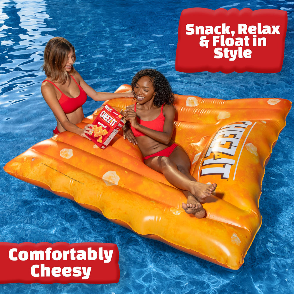 Sunny Days Giant Cheez-It Pool Float durable vinyl, built to withstand summer splashes.