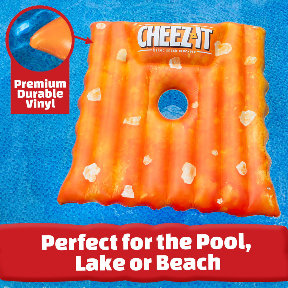 Sunny Days Giant Cheez-It Pool Float iconic orange color for a playful pool vibe.