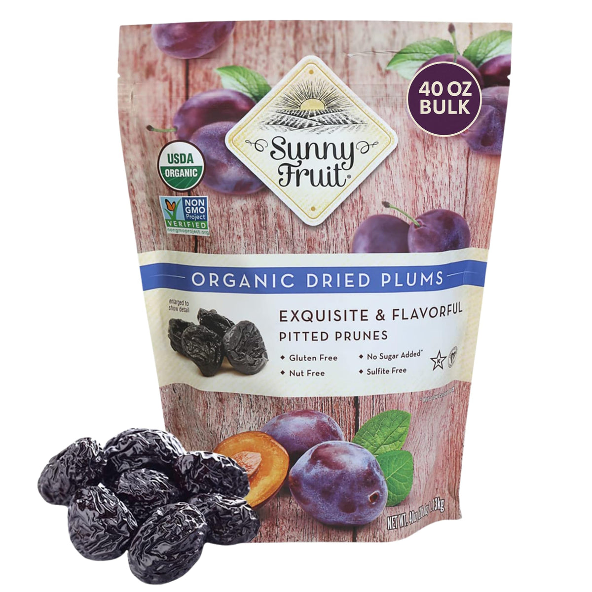 Sunny Fruit prunes bulk bag for easy, healthy snacking.