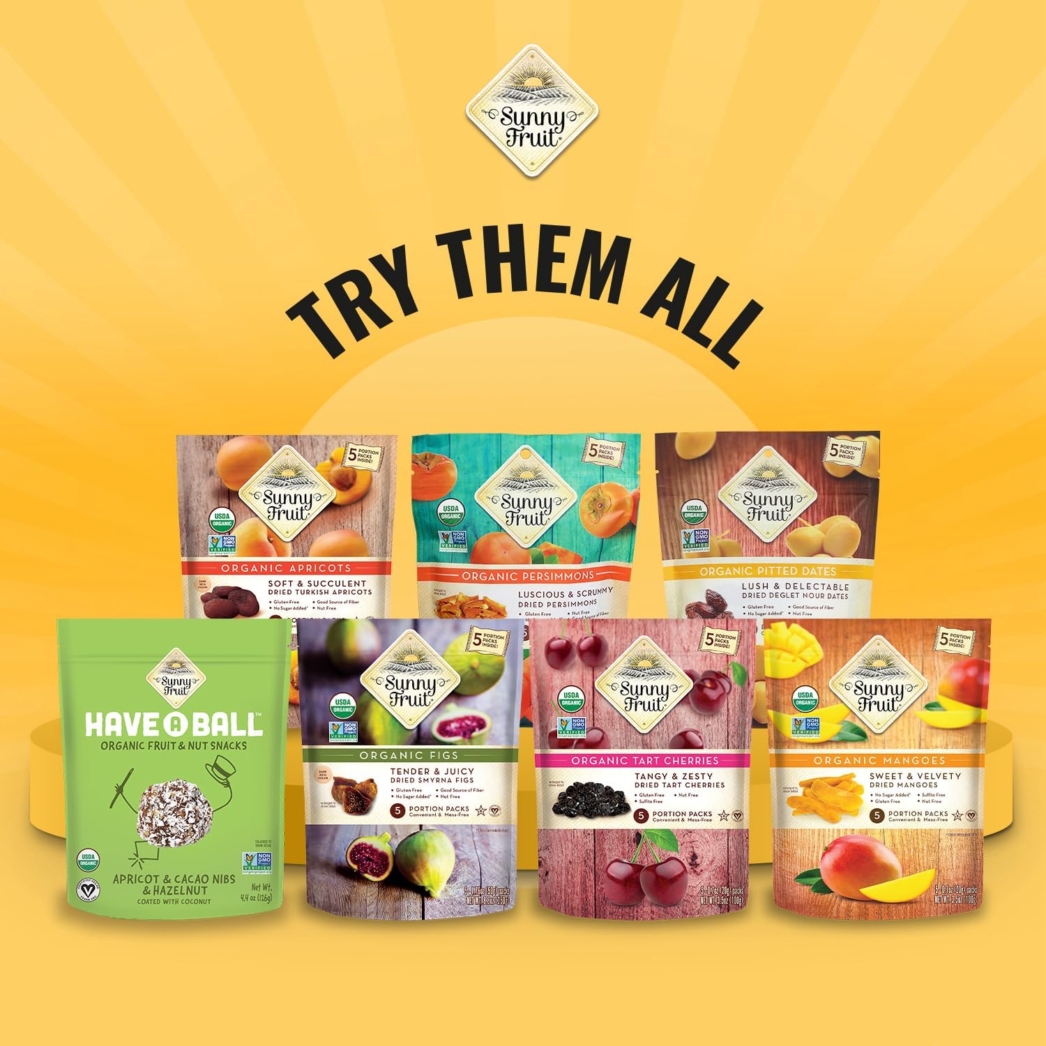 Sunny Fruit Prunes bag opened on kitchen counter reveals premium sun-dried aroma.