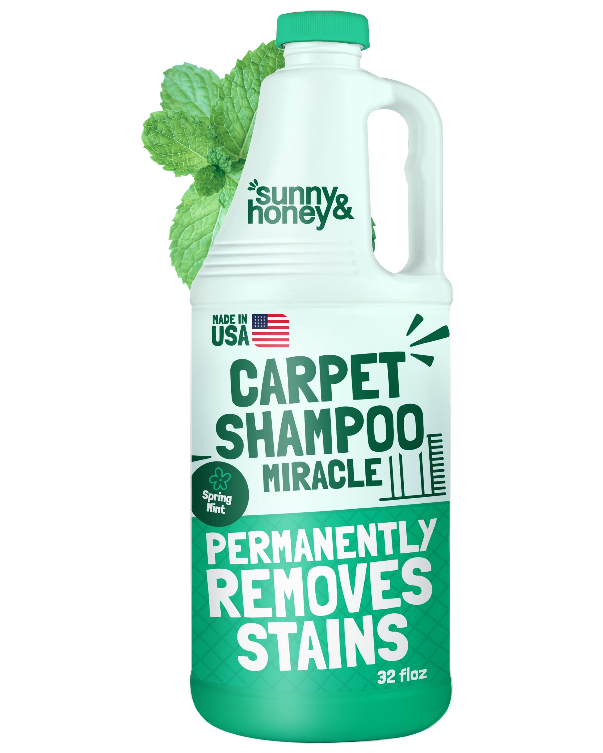 Sunny & Honey heavy-duty carpet cleaner bottle front for powerful stain removal