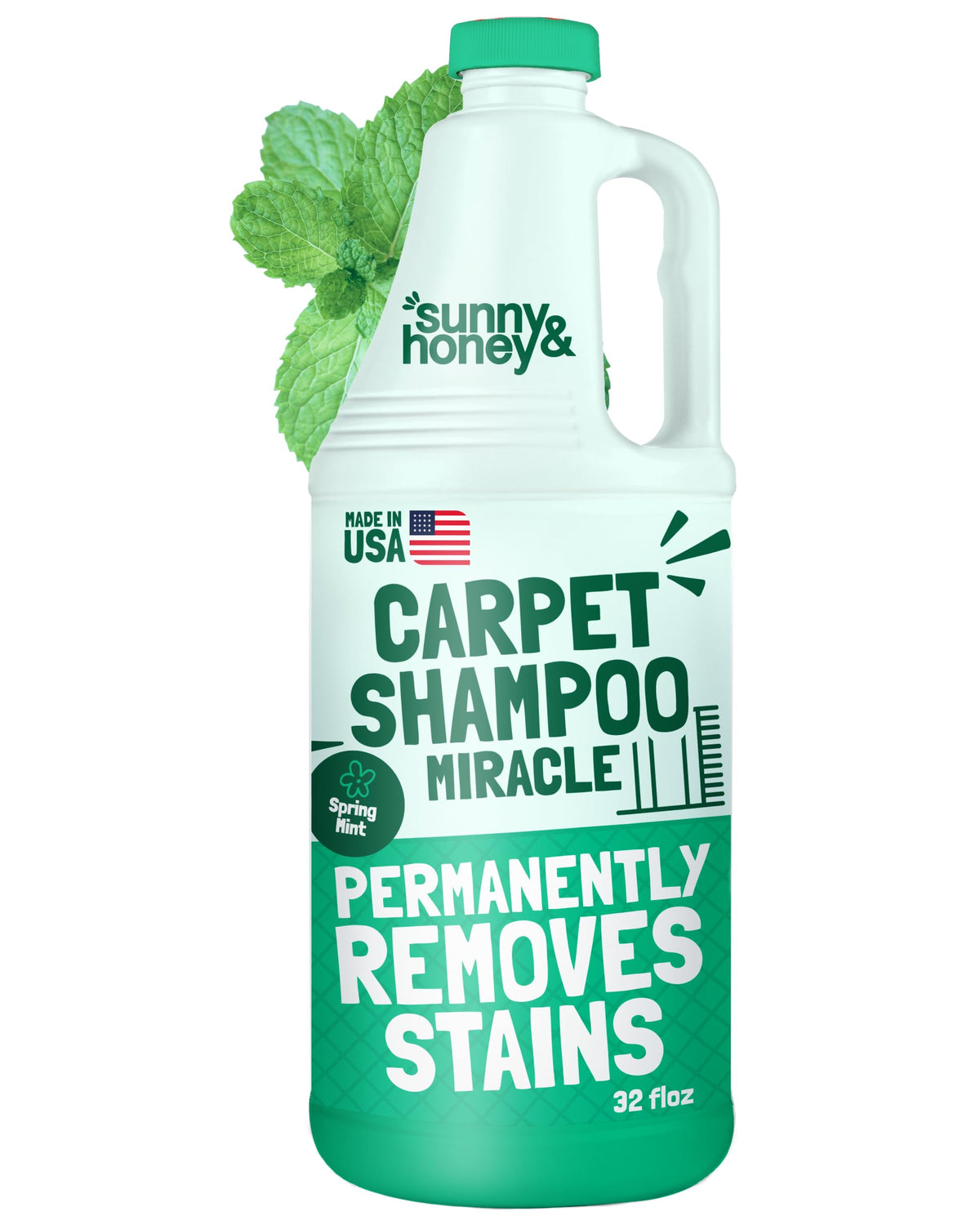 Sunny & Honey heavy-duty carpet cleaner bottle front for powerful stain removal