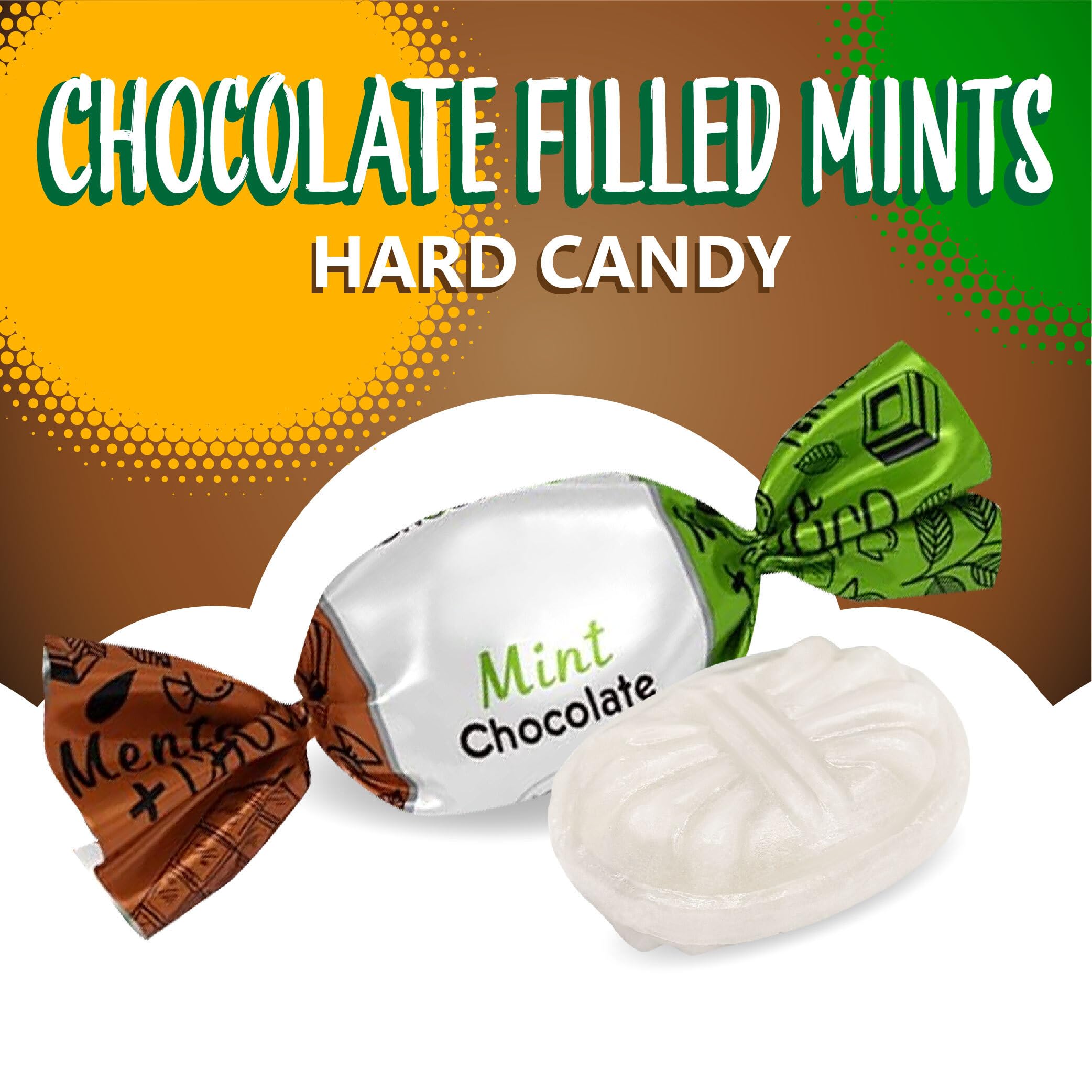 Minty bite with cool shell leading to creamy center, ideal after meals.