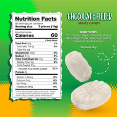 Arcor Chocolate Filled Mints mint shell close-up showing crisp shell and minty freshness.
