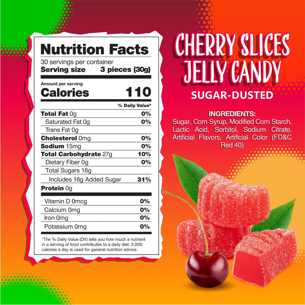 Sunny Island Cherry Slices Jelly Candy display bowl showing retro charm.