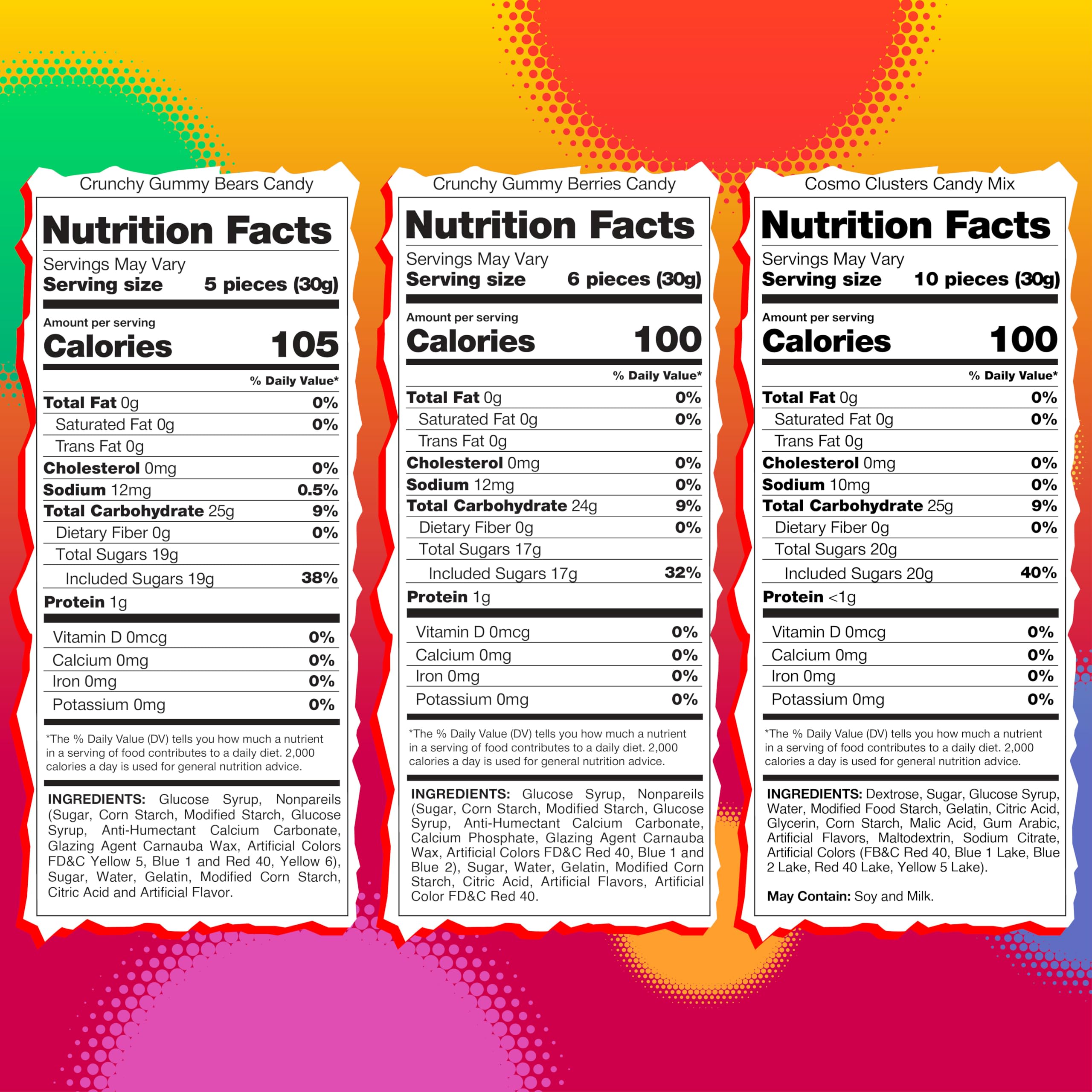 Sunny Island Crunchy Gummy Candy Mix berries crunch bites for tangy satisfaction.