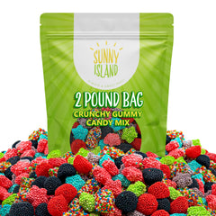 Sunny Island Crunchy Gummy Candy Mix star-shaped clusters for playful textures.