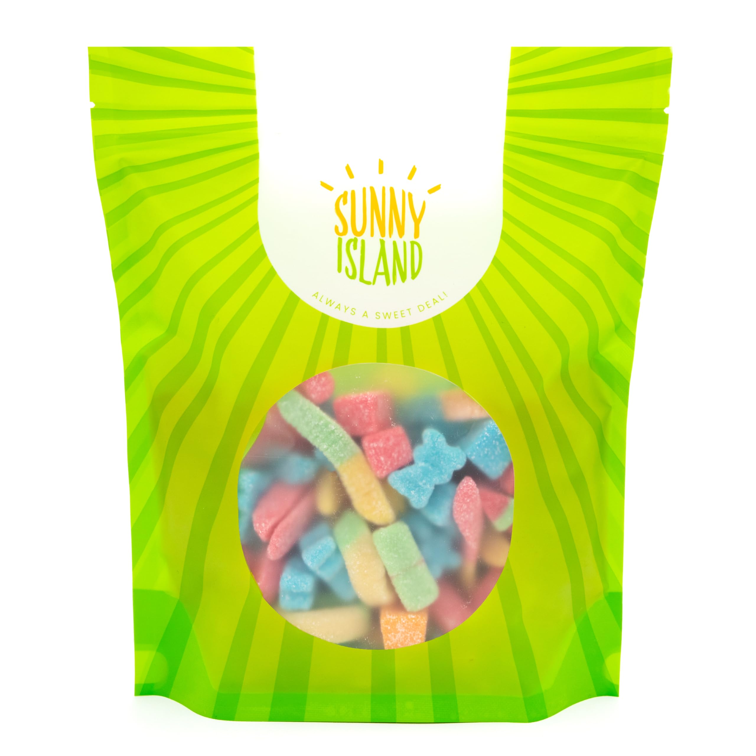 Sunny Island mixed gummy candy makes colorful party dessert spreads.